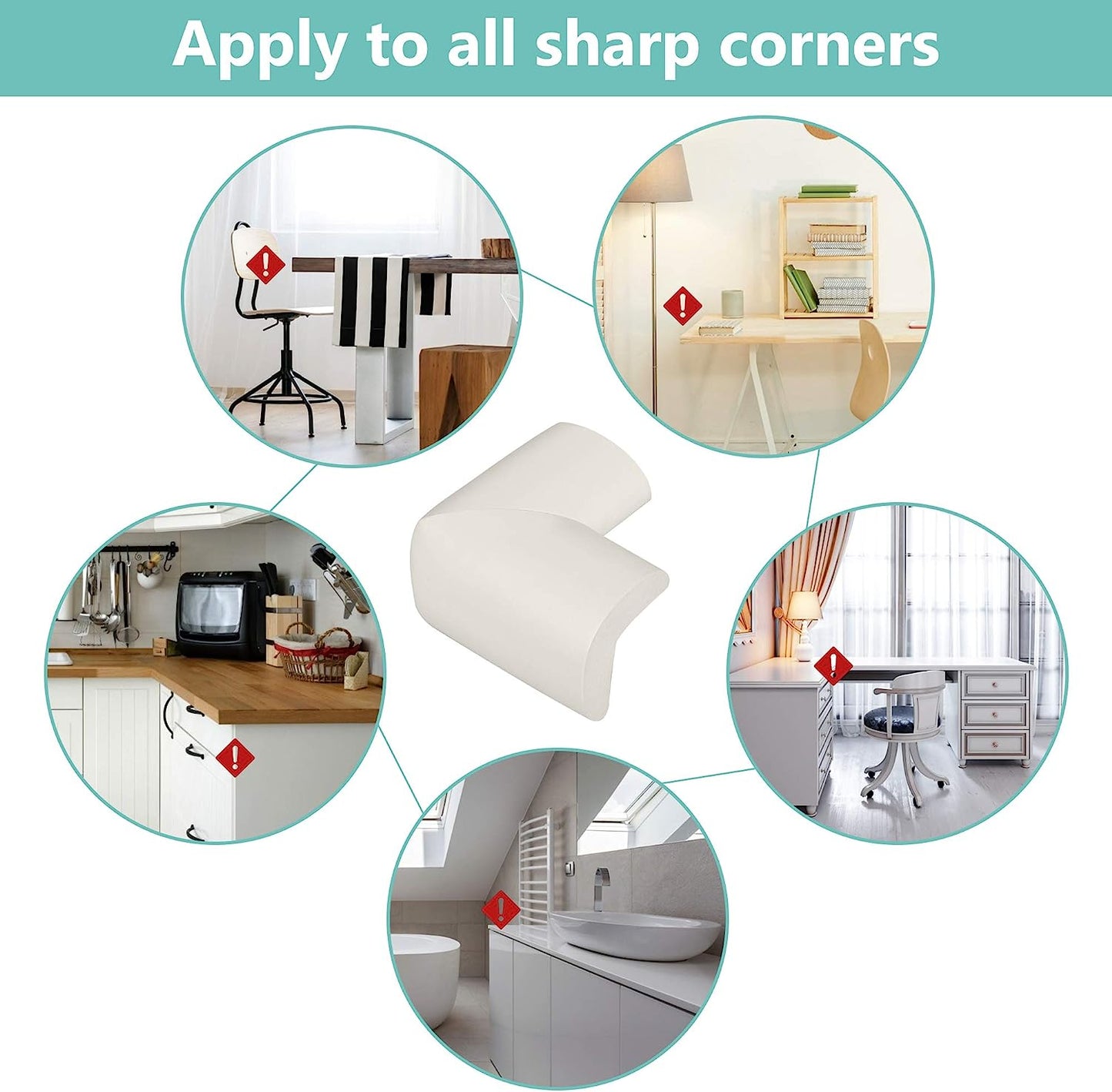 Corner Protector (12 Pack) Baby Proofing Edge and Corner Guards Foam, Table Safety Bumpers, Pre-Taped Furniture Corner Cushion (Off White)