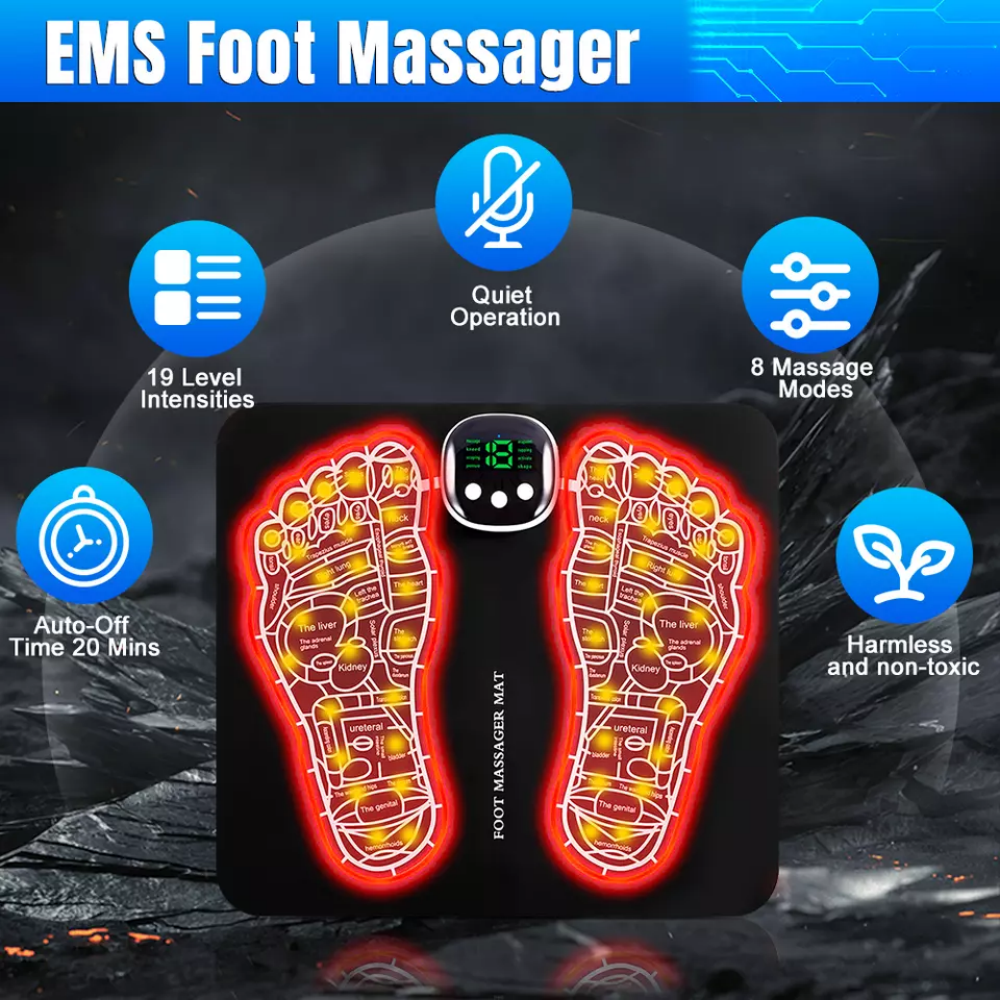 (A)-Foot Massager Neuropathy Feet Portable Intelligent Foot Stimulator Pad