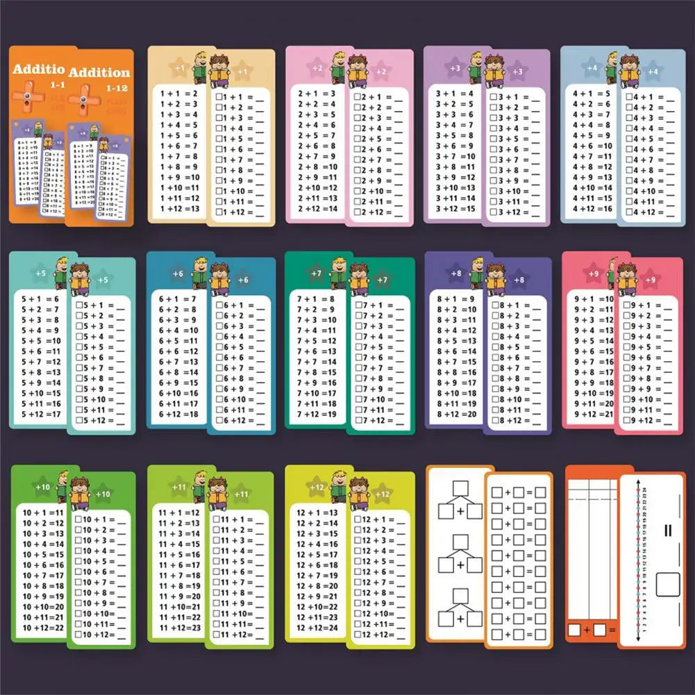 Educational Math Flashcards Set for Kids, with Dry-erase Pens for Kindergarten