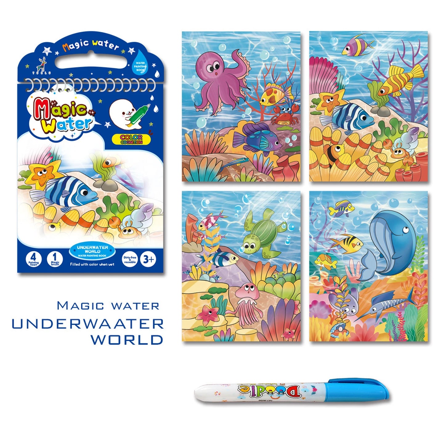 Reusable Water Coloring Drawing & Painting Book for Toddlers