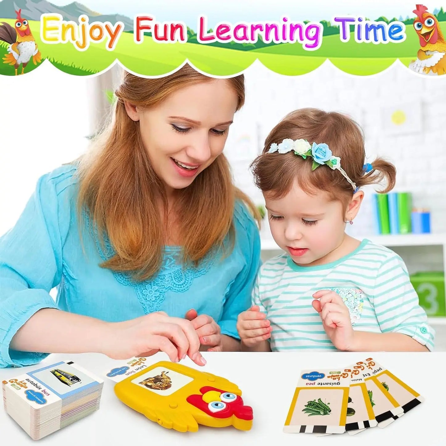 Alphabet, Read & write English: La Granja De Zenon Bartolito Talking English & Spanish Flash Cards Speech Therapy Toys for Toddlers 224 Sight Words Autism Toys