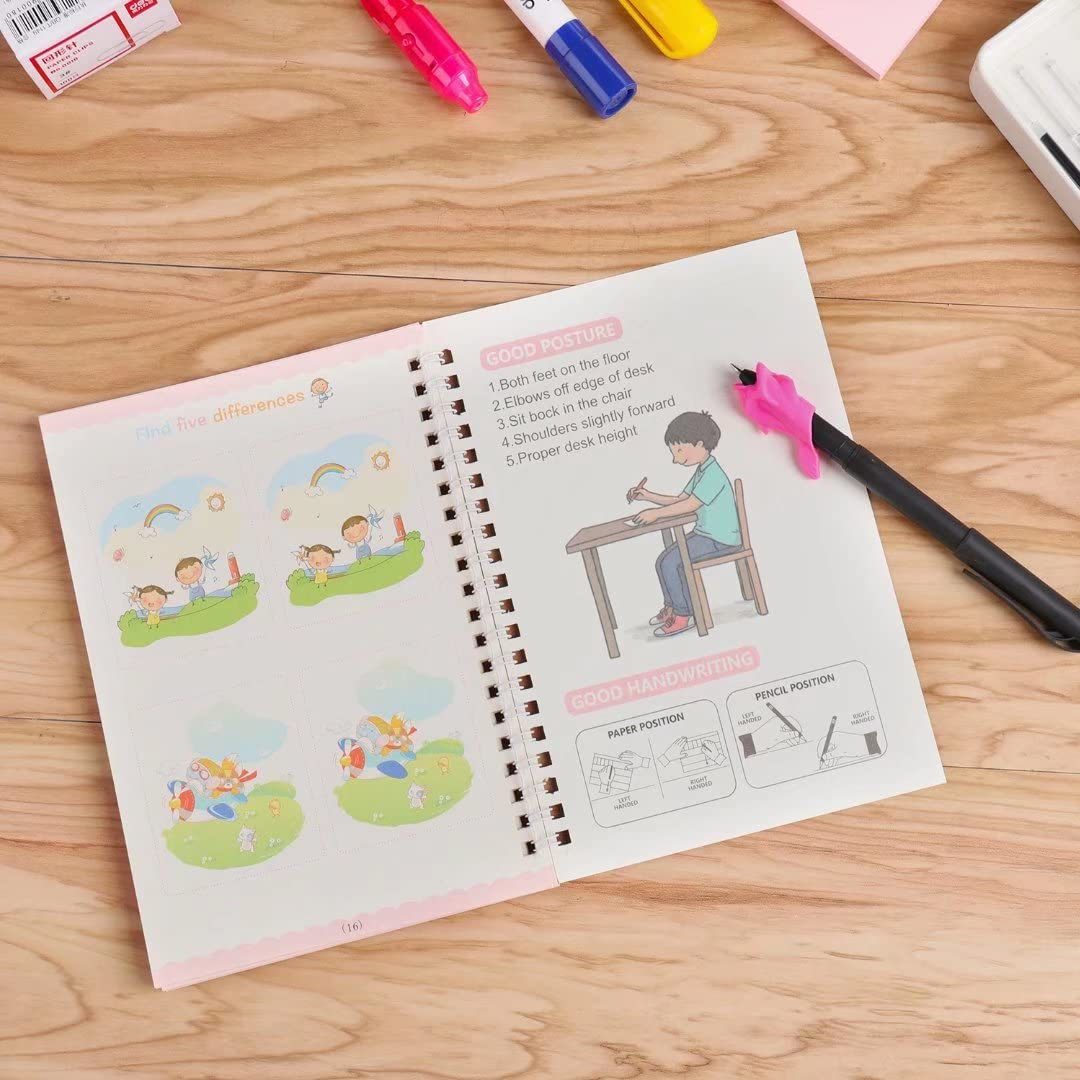 Reusable Copybook & Handwriting Practice Workbook(4 Books With Pen)