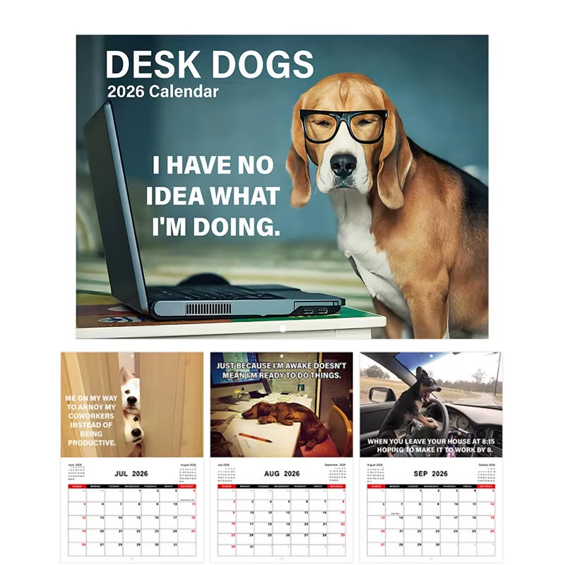 Funny Dog Calendar 2026 Planning Wall Calendar Hangable Monthly Calendar Decorative Hangable Calendar for Date Work Planning