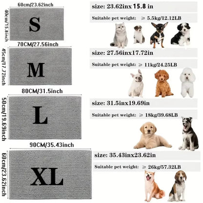 Dog Door Mat Mud Catcher - Absorbent Non-Slip Pet Paw Cleaner Mat, Washable Quick-Dry Indoor Rug for Mud