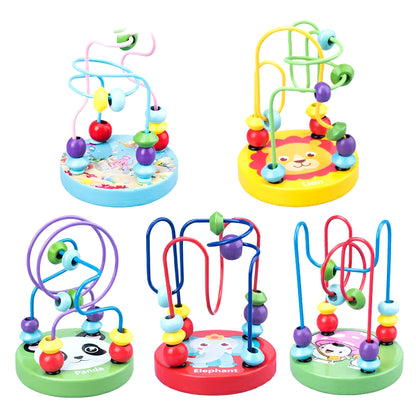 Baby Montessori Educational Math Toy Kids Circles Bead Wire Maze Roller Coaster for Children Montessori Wooden Toys Wood Puzzles