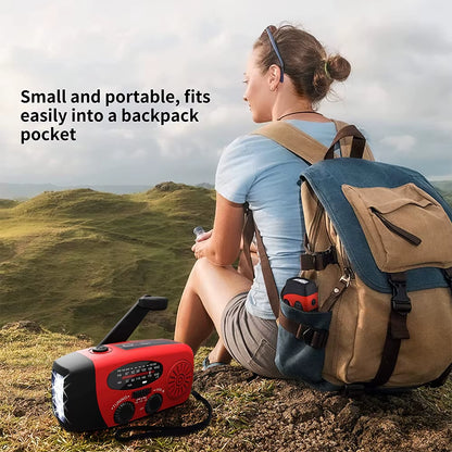 Multifunctional AM/FM/NOAA Portable Weather Radio Emergency Hand Crank Radio Power Bank Solar Charging with LED Flashlight