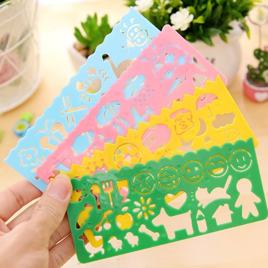 4Pcs Kids Drawing Toys Drawing Template Board Plastic Ruler Art Craft Juguetes Learning Toys Educational Toys for Children Gifts