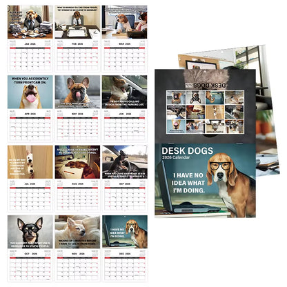 Funny Dog Calendar 2026 Planning Wall Calendar Hangable Monthly Calendar Decorative Hangable Calendar for Date Work Planning