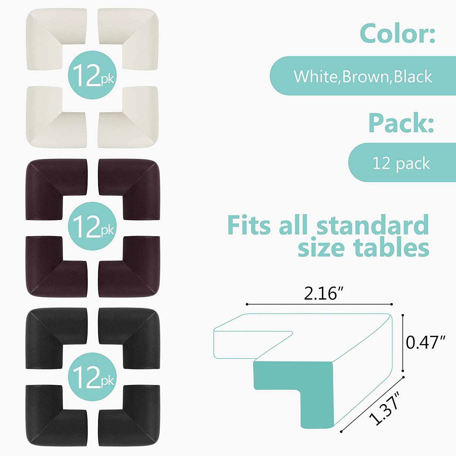 Corner Protector (12 Pack) Baby Proofing Edge and Corner Guards Foam, Table Safety Bumpers, Pre-Taped Furniture Corner Cushion (Off White)