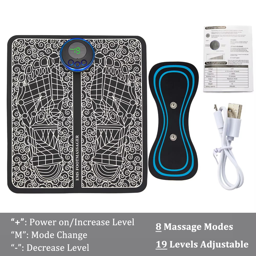 EMS Foot Massager Mat Electric TENS Feet Massager Pad Foldable Massage Mat Muscle Stimulation Fisioterapia Terapia Fisica Salud