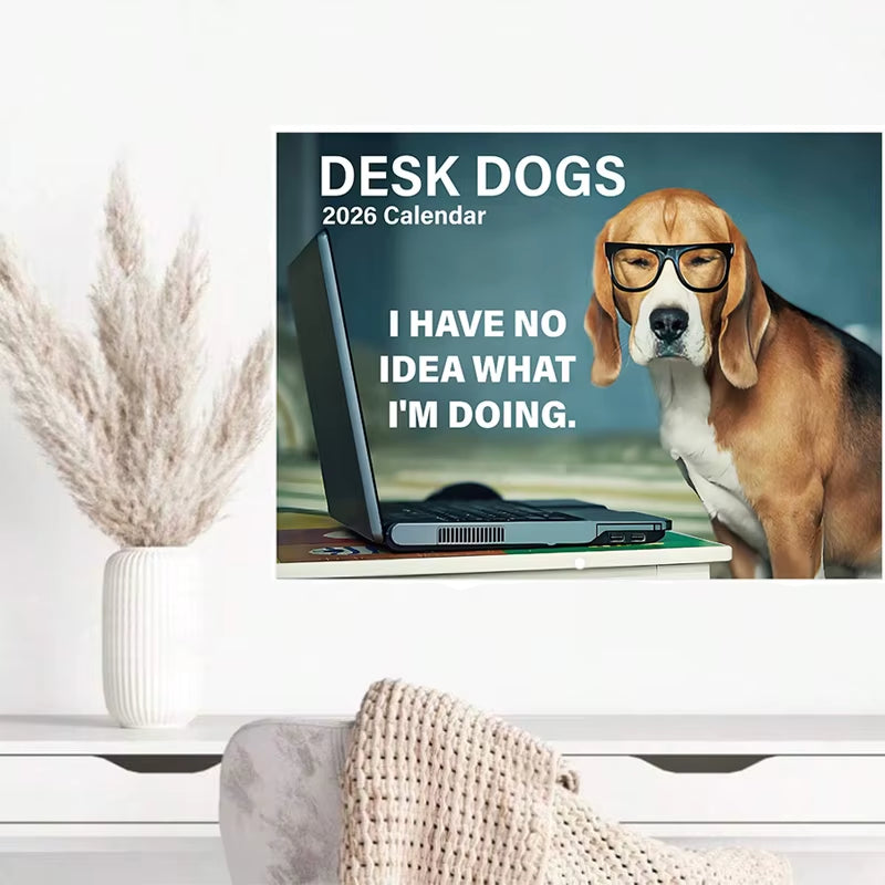 Funny Dog Calendar 2026 Planning Wall Calendar Hangable Monthly Calendar Decorative Hangable Calendar for Date Work Planning