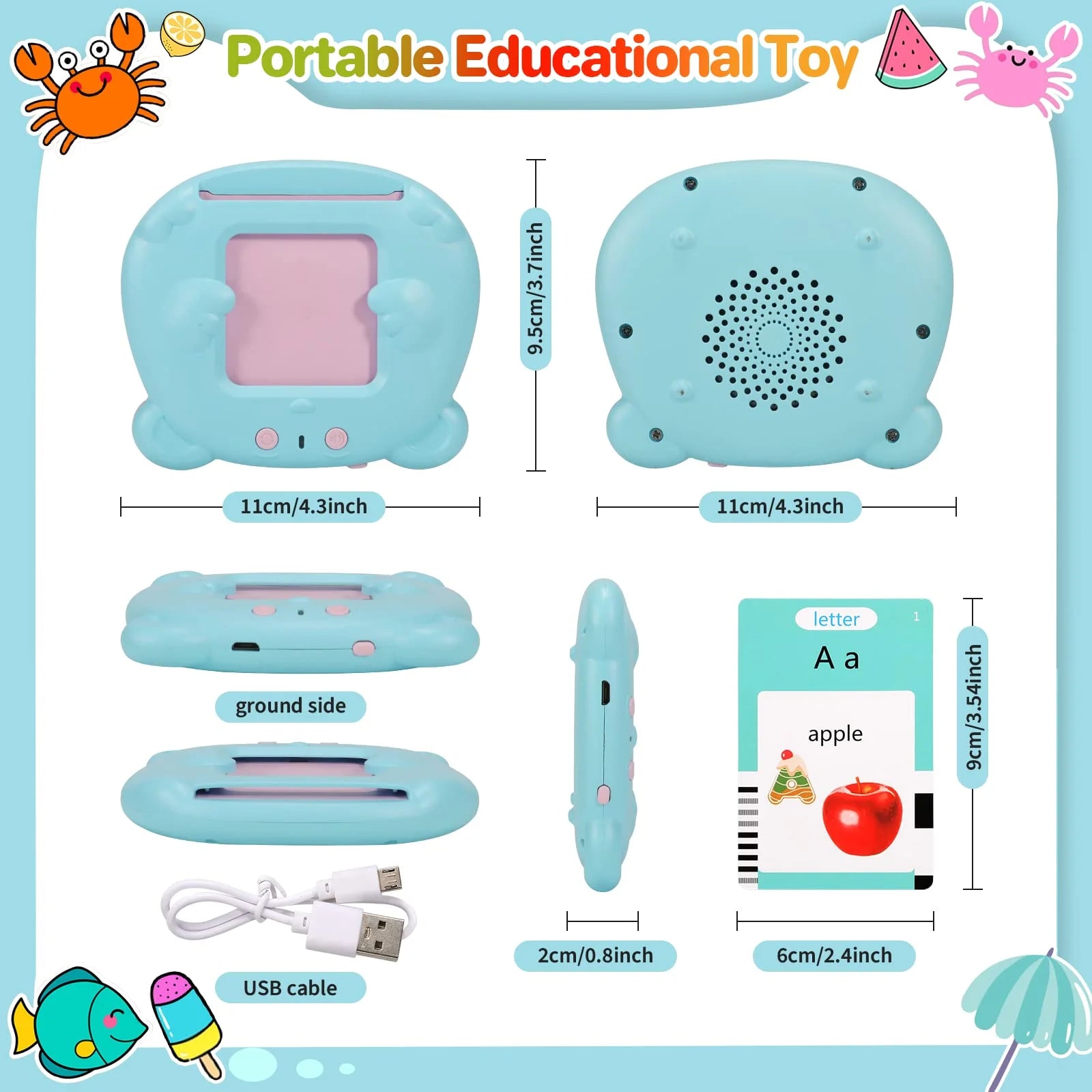 Talking Flash Cards Learning Toys for 1-6 Years Old Boys Girls,Autism Sensory Toys for Autistic Children,Speech Therapy Toys,Learning Montessori Toys,224 Sight Words(Blue)
