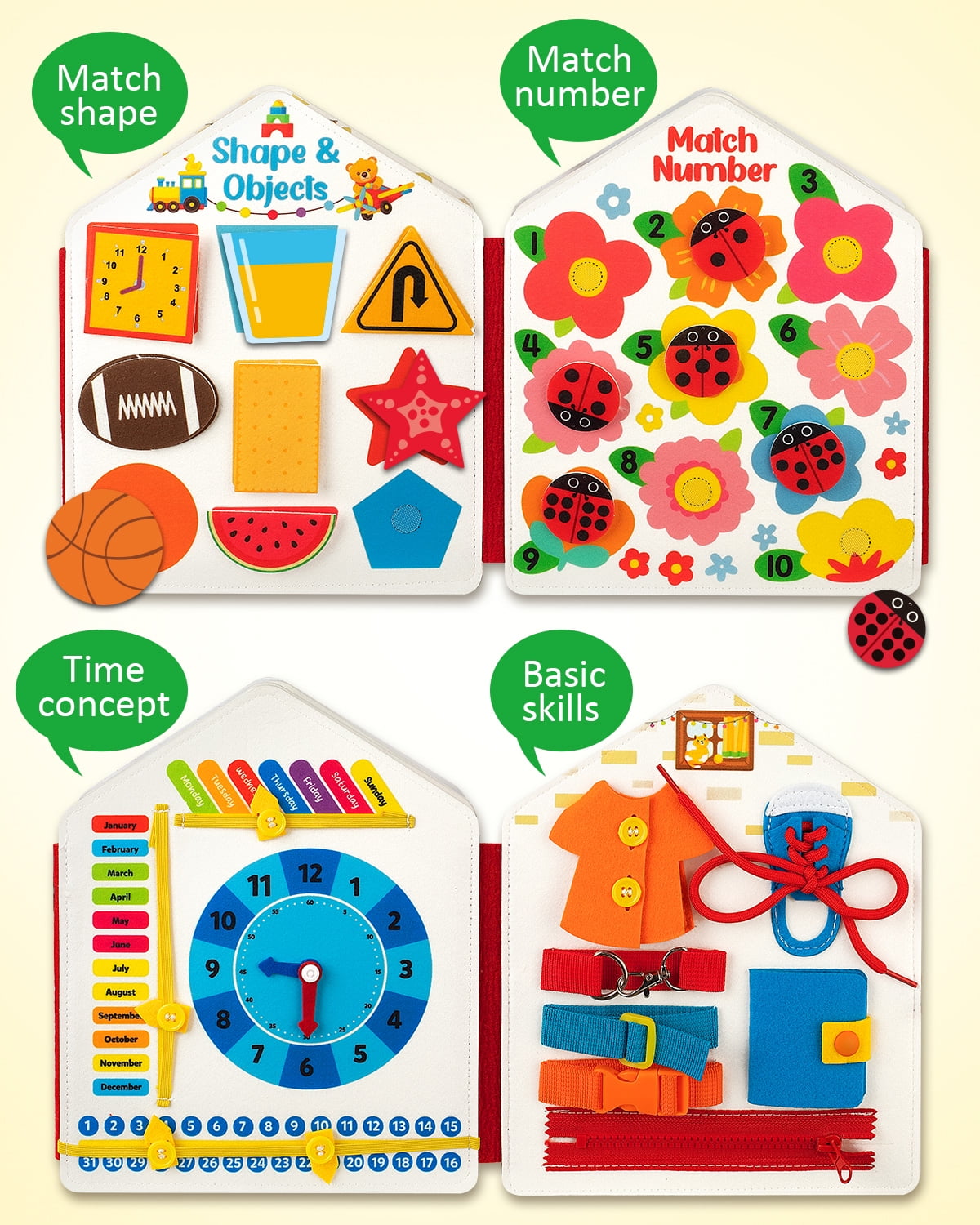 Coogam toddler activities Montessori Busy Book, Activity Busy Sensory