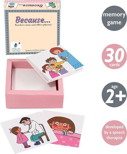 Milim Speech Therapy Toys for Toddlers Age 2 and up - Speech Therapy Materials, Autism Tools Flash Cards Sentences, Toddler Speech Therapy Games, ABA Speech Therapy Toys for Toddlers 3-4, Because