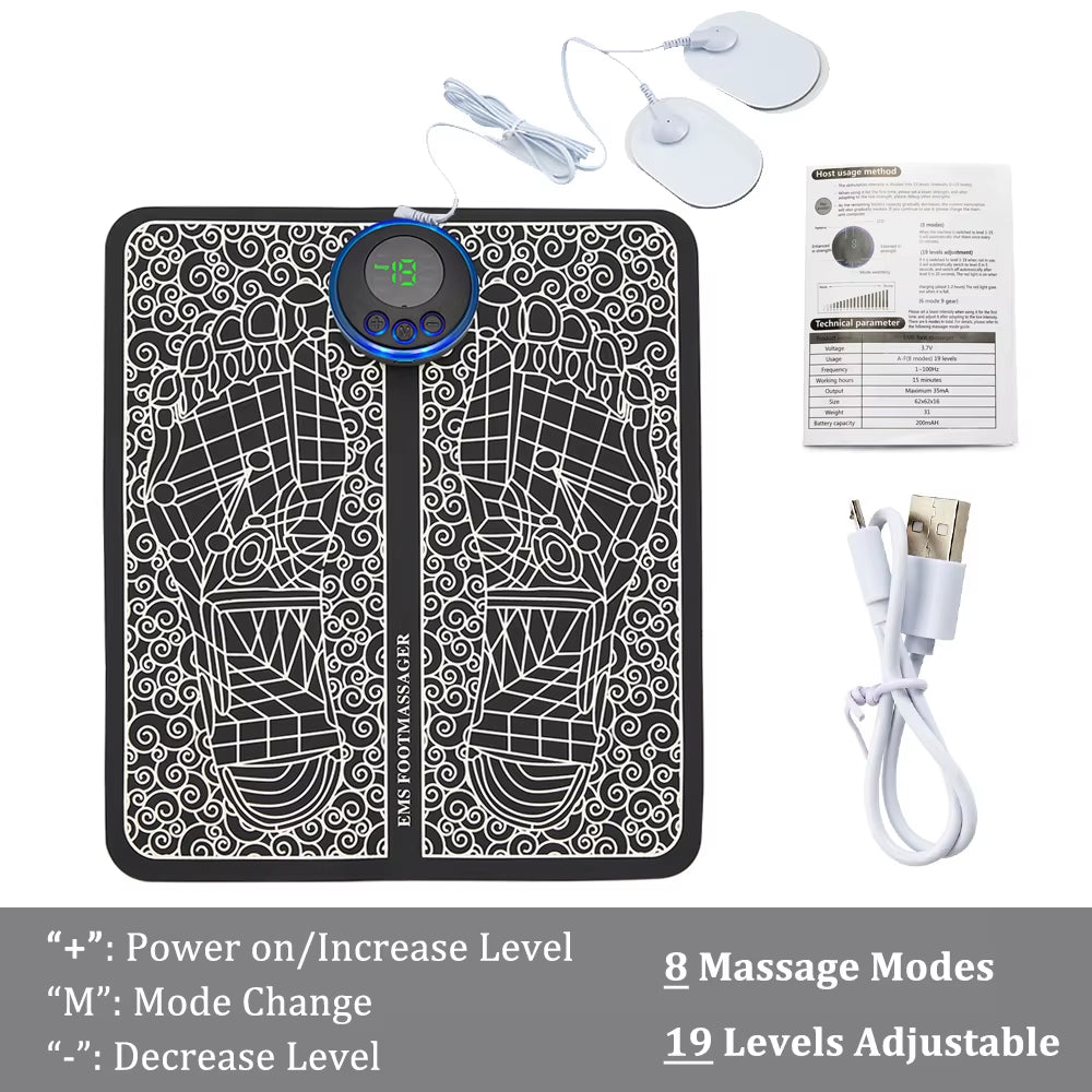 EMS Foot Massager Mat Electric TENS Feet Massager Pad Foldable Massage Mat Muscle Stimulation Fisioterapia Terapia Fisica Salud