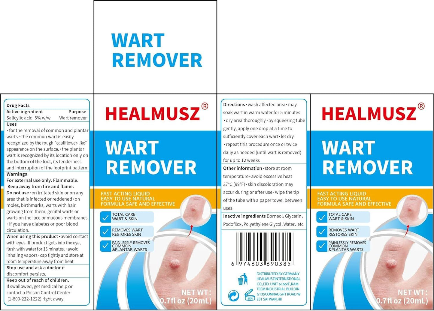 Fast-Acting Wart Remover with Salicylic Acid, Wart Removal Cream for Women Men,