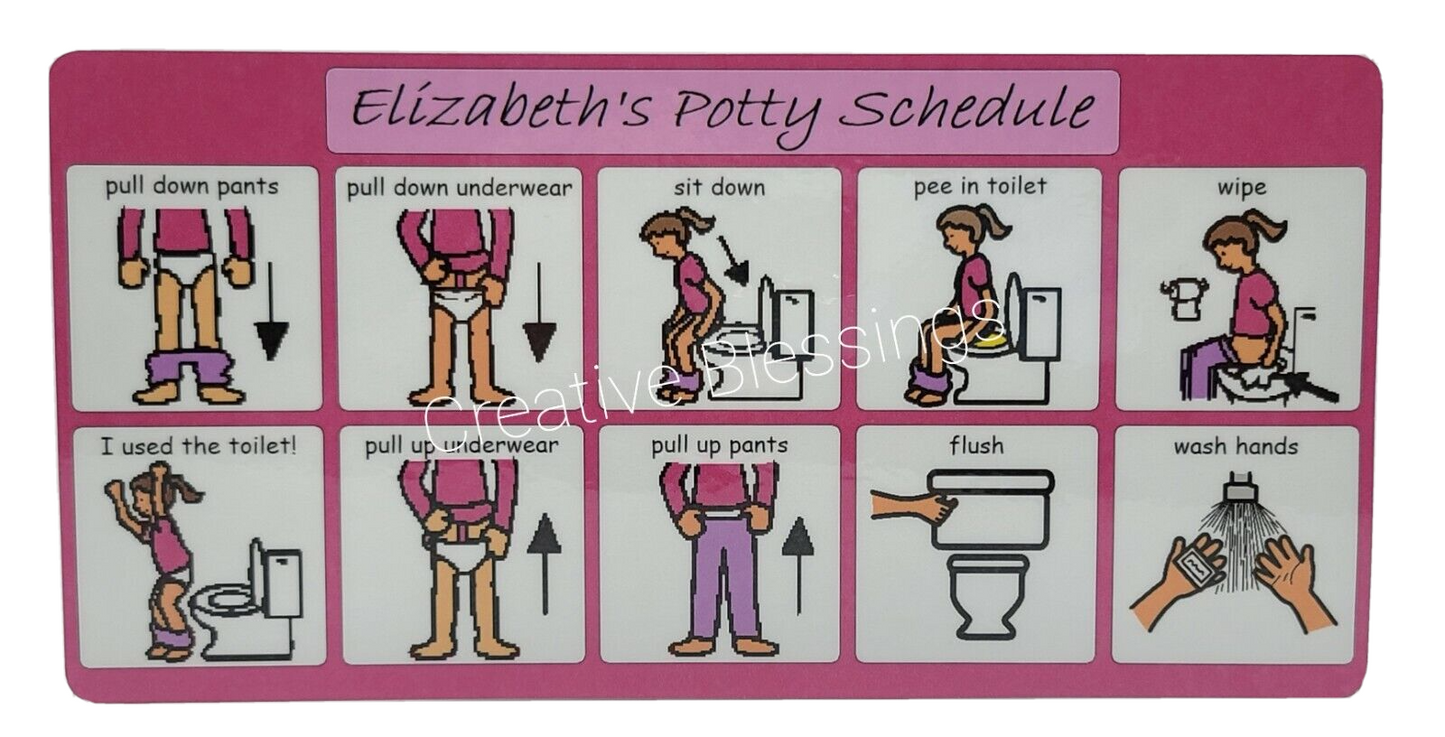 Autism Girls Visual Potty Schedule, Personalized