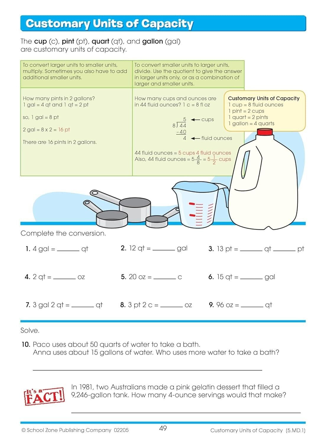 School Zone - Math Basics 5 Workbook - 64 Pages Ages 10 to 11 5Th Grade Divis...