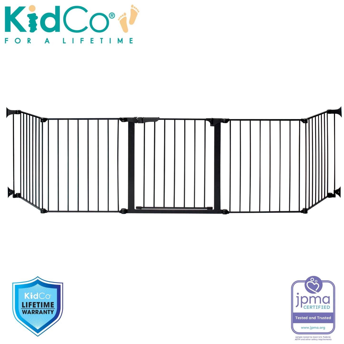 Custom Fit Auto Close Hearthgate Baby or Fireplace Gate for Child Safety, Black