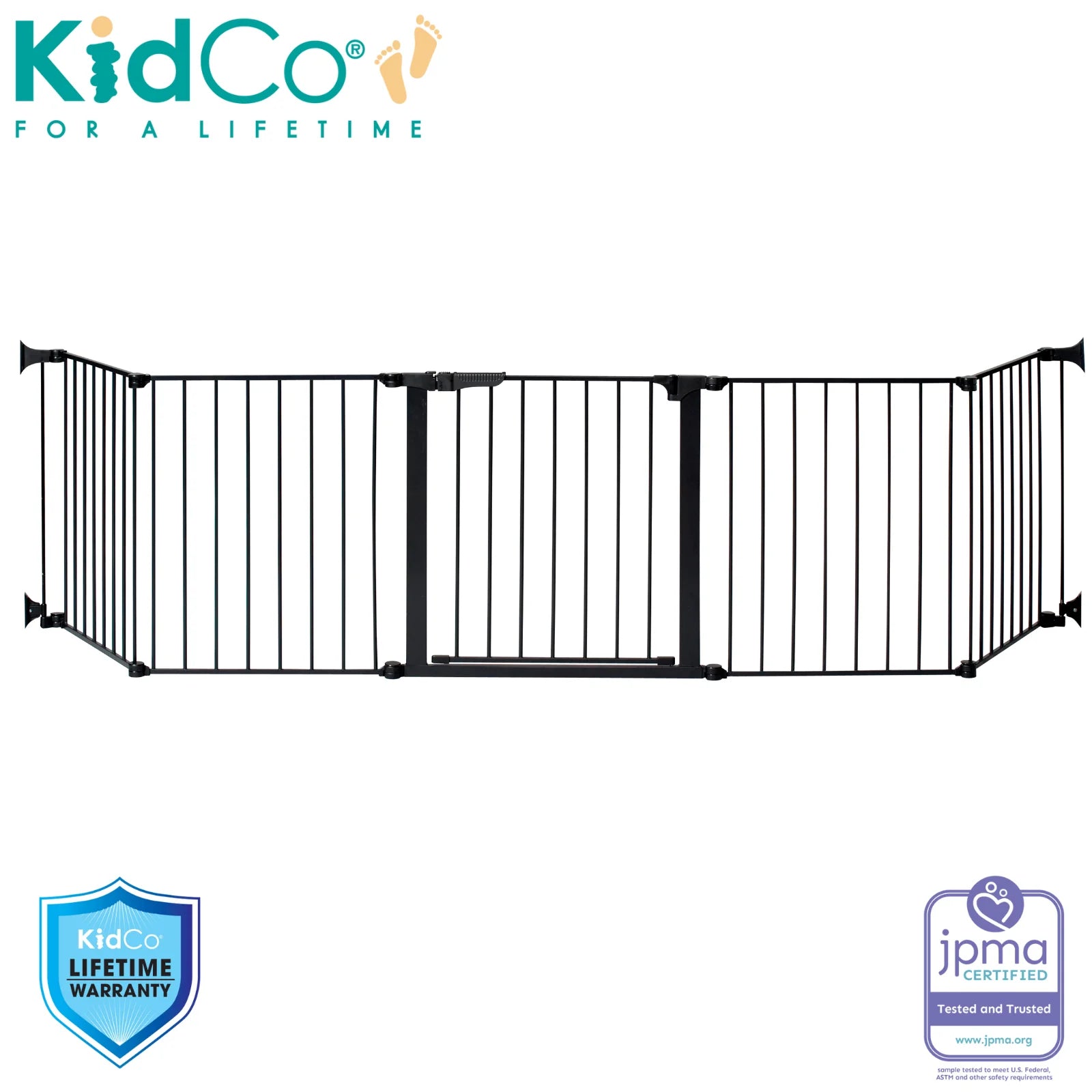Custom Fit Auto Close Hearthgate Baby or Fireplace Gate for Child Safety, Black