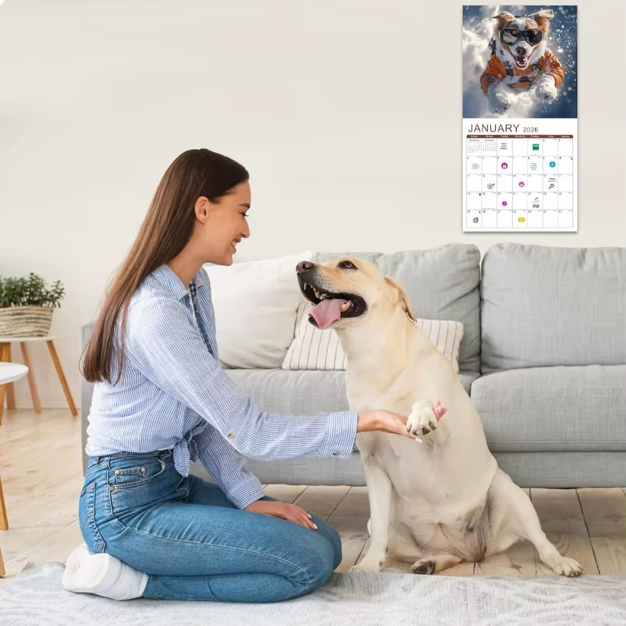 2026 Wall Calendar 18 Months Funny Dog Calendar 20262027 January 2026 to June 2027 Large Wall Calendar 2026 12" X 24" Opened Pe