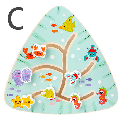 Children Montessori Maze Boards Wooden Toys Slide Puzzle Animal Digital Shape Traffic Matching Games Educational Learning Toys