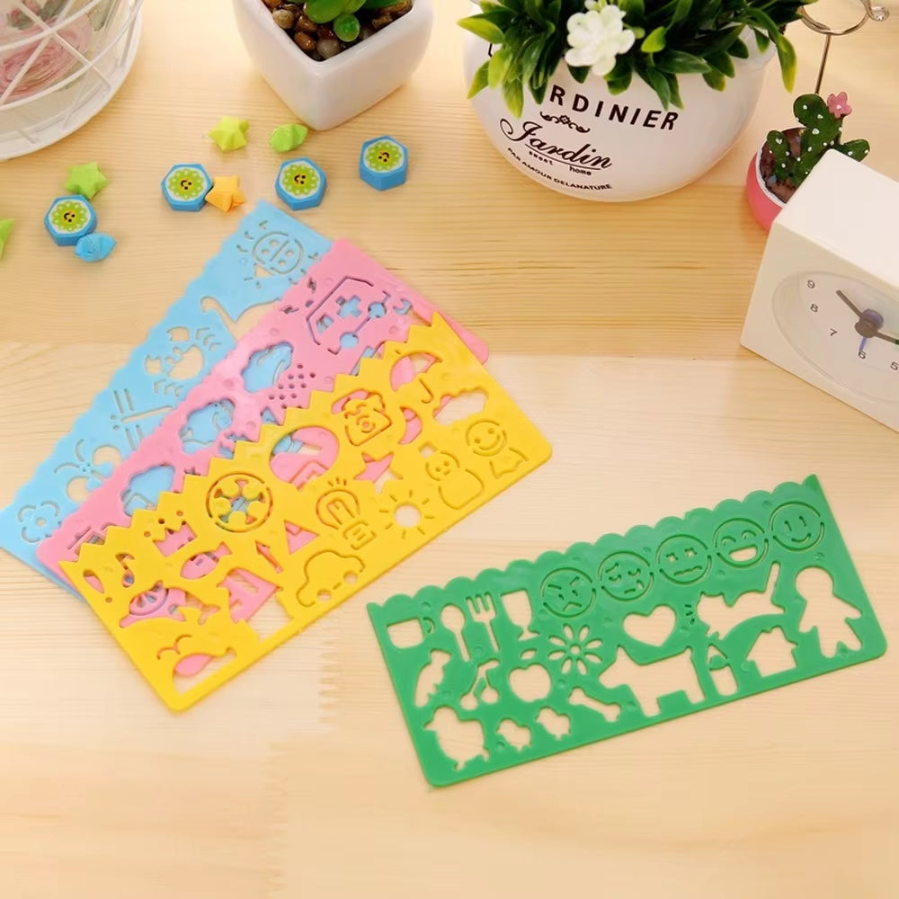 4Pcs Kids Drawing Toys Drawing Template Board Plastic Ruler Art Craft Juguetes Learning Toys Educational Toys for Children Gifts