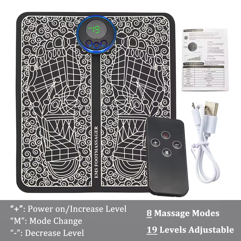 EMS Foot Massager Mat Electric TENS Feet Massager Pad Foldable Massage Mat Muscle Stimulation Fisioterapia Terapia Fisica Salud