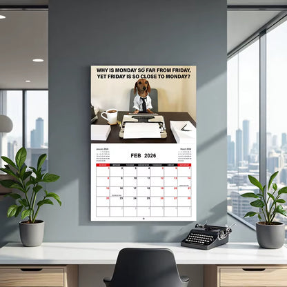 Funny Dog Calendar 2026 Planning Wall Calendar Hangable Monthly Calendar Decorative Hangable Calendar for Date Work Planning