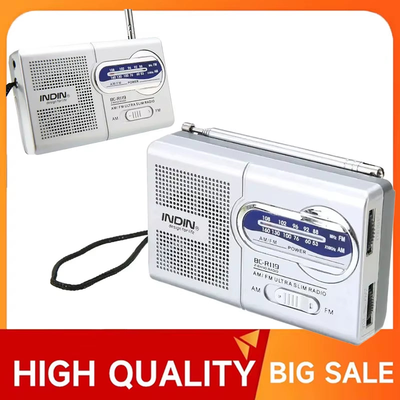 BC-R119 Radio AM FM Battery Operated Portable Radio Best Reception Longest Lasting for Emergency Hurricane Running Walking Home