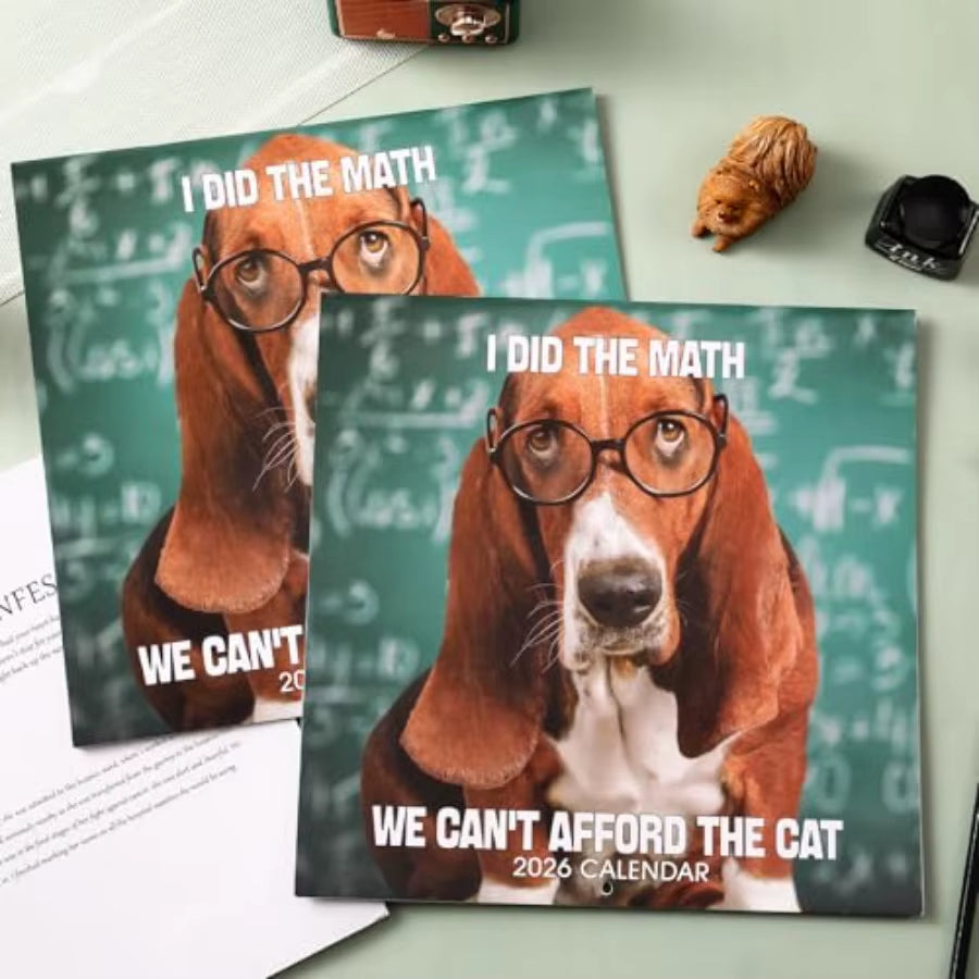 2026 Wall Calendar Funny Dogs Wall Calendar 2026 Jan. 2026 Dec. 2026 12" X 24" Open 12Month Calendar Dog Calendar Unruled Block