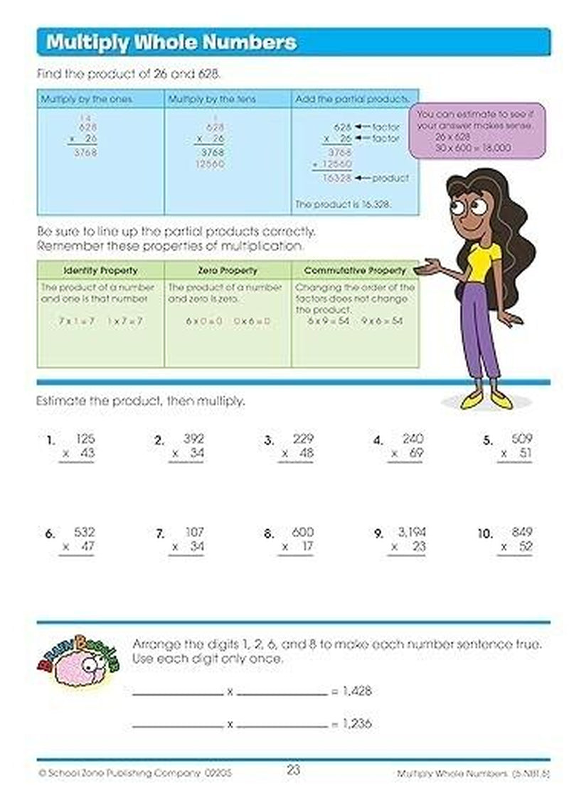 School Zone - Math Basics 5 Workbook - 64 Pages Ages 10 to 11 5Th Grade Divis...