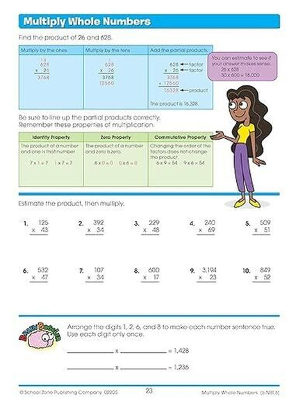 School Zone - Math Basics 5 Workbook - 64 Pages Ages 10 to 11 5Th Grade Divis...