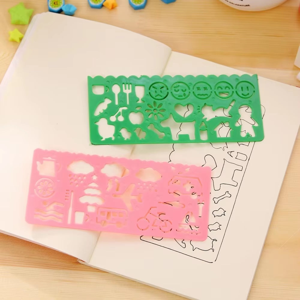 4Pcs Kids Drawing Toys Drawing Template Board Plastic Ruler Art Craft Juguetes Learning Toys Educational Toys for Children Gifts