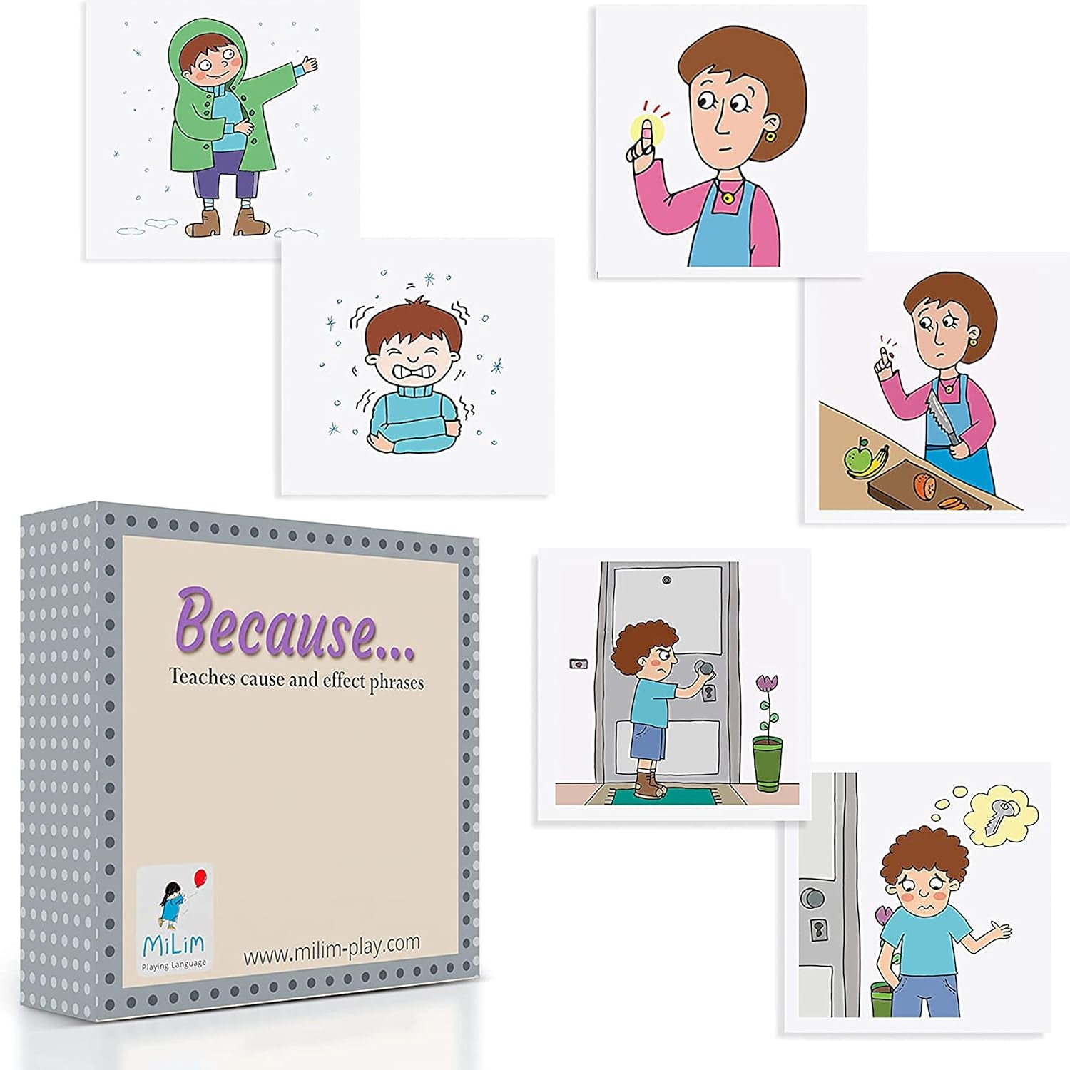 Milim Speech Therapy Toys for Toddlers Age 2 and up - Speech Therapy Materials, Autism Tools Flash Cards Sentences, Toddler Speech Therapy Games, ABA Speech Therapy Toys for Toddlers 3-4, Because