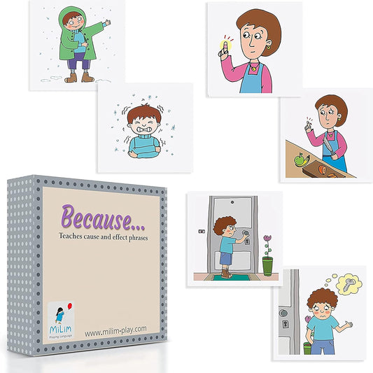 Milim Speech Therapy Toys for Toddlers Age 2 and up - Speech Therapy Materials, Autism Tools Flash Cards Sentences, Toddler Speech Therapy Games, ABA Speech Therapy Toys for Toddlers 3-4, Because