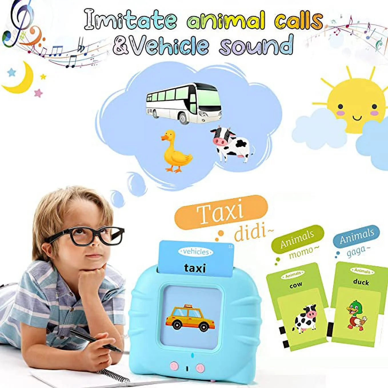 Talking Flash Cards Learning Toys for -6 Year Old Boys Girls, Speech Therapy Toys Autism Toys Preschool Educational Toys Games 224 Sight Words with Sound Effect Kids Birthday Gifts