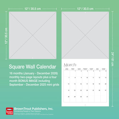Blessings | 2026 12X24" (Hanging) Square Wall Calendar | Plastic-Free