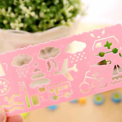 4Pcs Kids Drawing Toys Drawing Template Board Plastic Ruler Art Craft Juguetes Learning Toys Educational Toys for Children Gifts