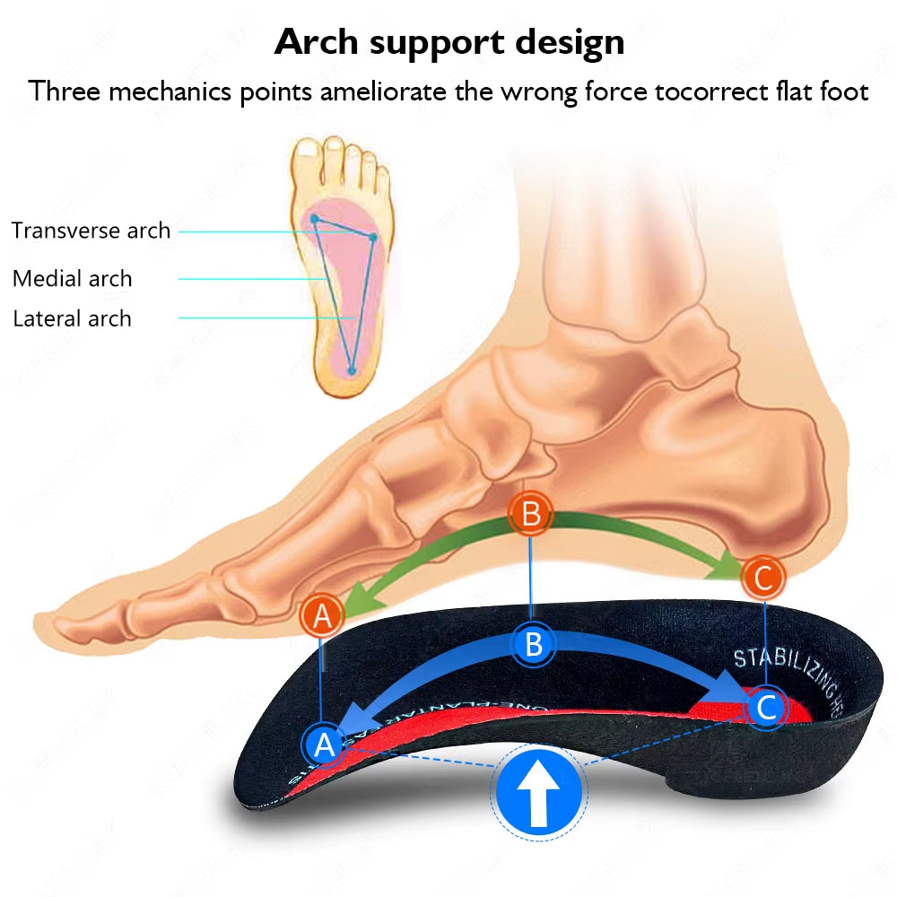 High Arch Supports Shoe Sole EVA Sport Orthopedic Insoles for Men Women Plantar Fasciitis Flat Feet Pain Relief Shoe Cushion Pad