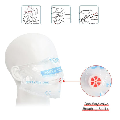50 Packs CPR Pocket Mask, CPR Face Shield for Keychain, One-Way CPR Emergency...