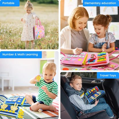 Busy Board Montessori Sensory Toys Autism Educational Travel Toys Preschool Activities Learning Fine Motor Skills for Kids