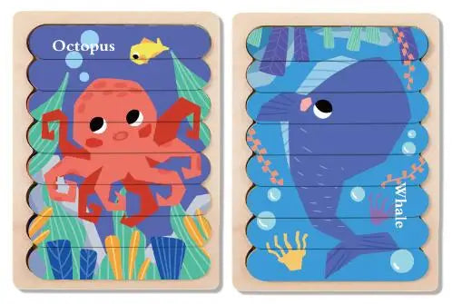 Double Sided Strip 3D Puzzles Baby Toy Wooden Montessori Materials Learning Education Toys For Kids Cartoon Puzzle Board Games
