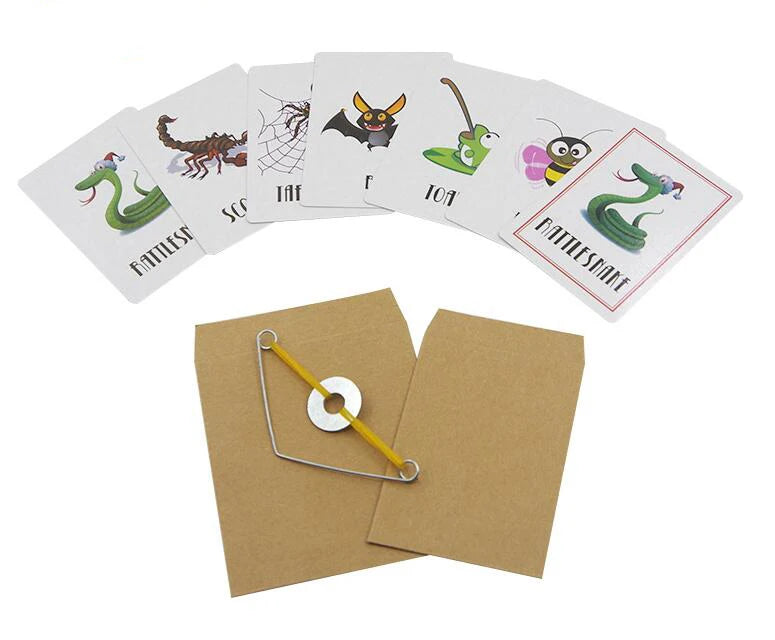 Motor Skills: Animal Prediction Danger Card Magic Tricks Set, Select Card Appears in Envelope. Street Props Funny Toys for Children