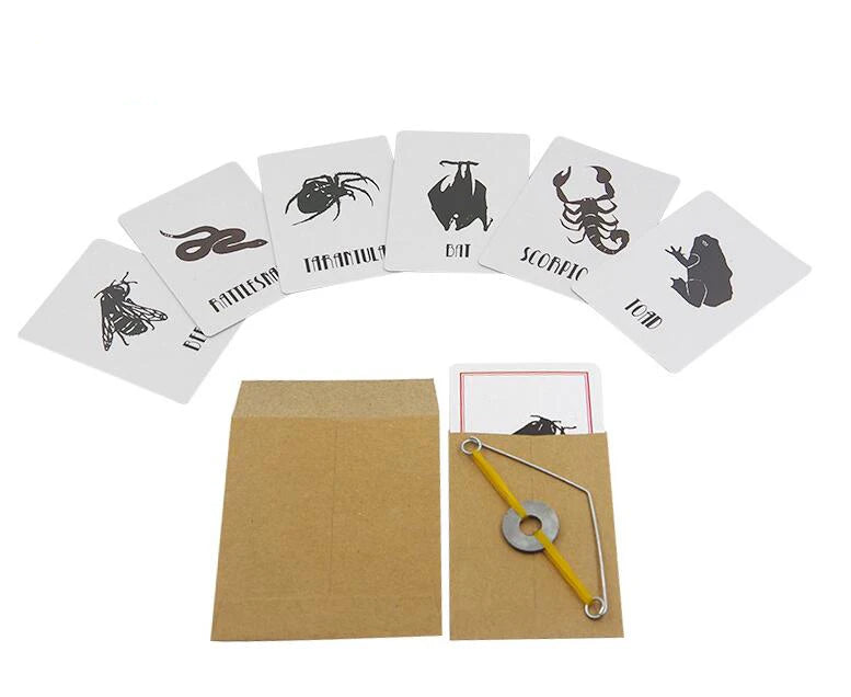 Motor Skills: Animal Prediction Danger Card Magic Tricks Set, Select Card Appears in Envelope. Street Props Funny Toys for Children