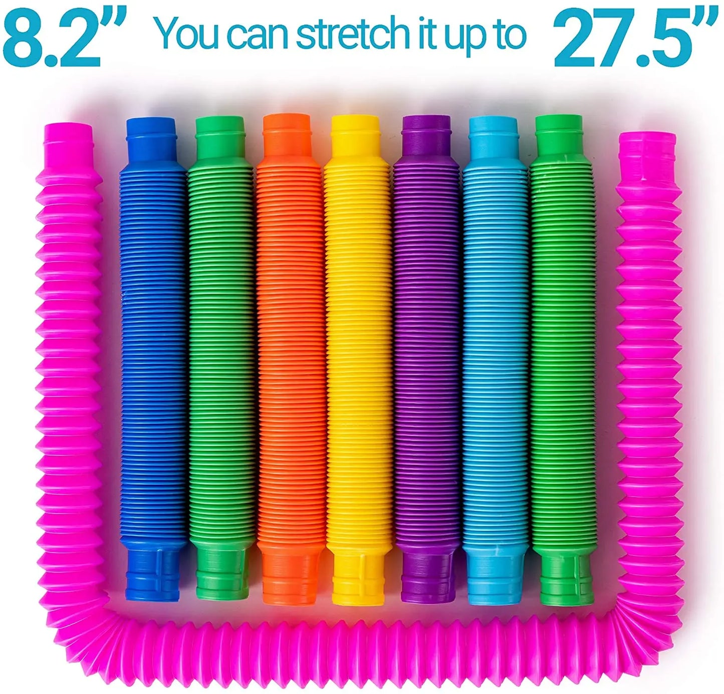 Sensory: 4 Pack Tube Sensory Fidget Toy. Colorful Heavy-Duty Educational Toys for Stress Autism ADHD