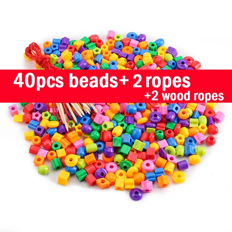 Primary Lacing Beads Educational Montessori Stringing Toy Autism Toys Toddlers Kids Preschool Children Training Gifts