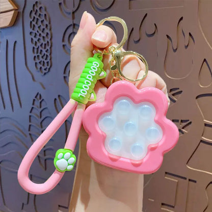 Stress: Push Cat Paw Keychain Pendant Toy Cartoon Kids Squeeze Transparent Bean Stress Relief Sensory Toys Autism Anxiety Toys