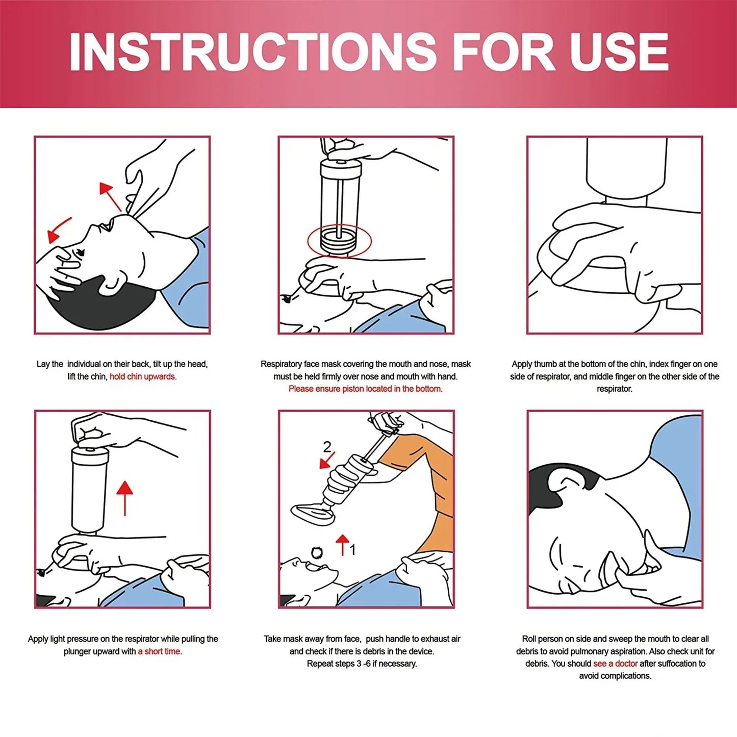 Anti Choking Device: Upgrade Portable Emergency Life Saving Suction Vac for Kids/Adults. Portable suction tools that remove foreign objects from the airways when people are choking. These devices use negative pressure (suction) to pull an obstruction out.