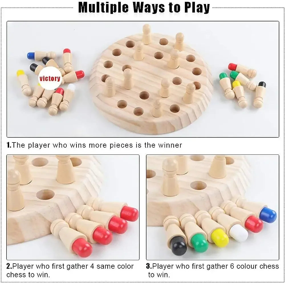Sensory: Kids Wooden Toy Puzzles Color Memory Chess Match Game. For children over 3 years old, help to improve children's awareness of color, logical ability, and curiosity